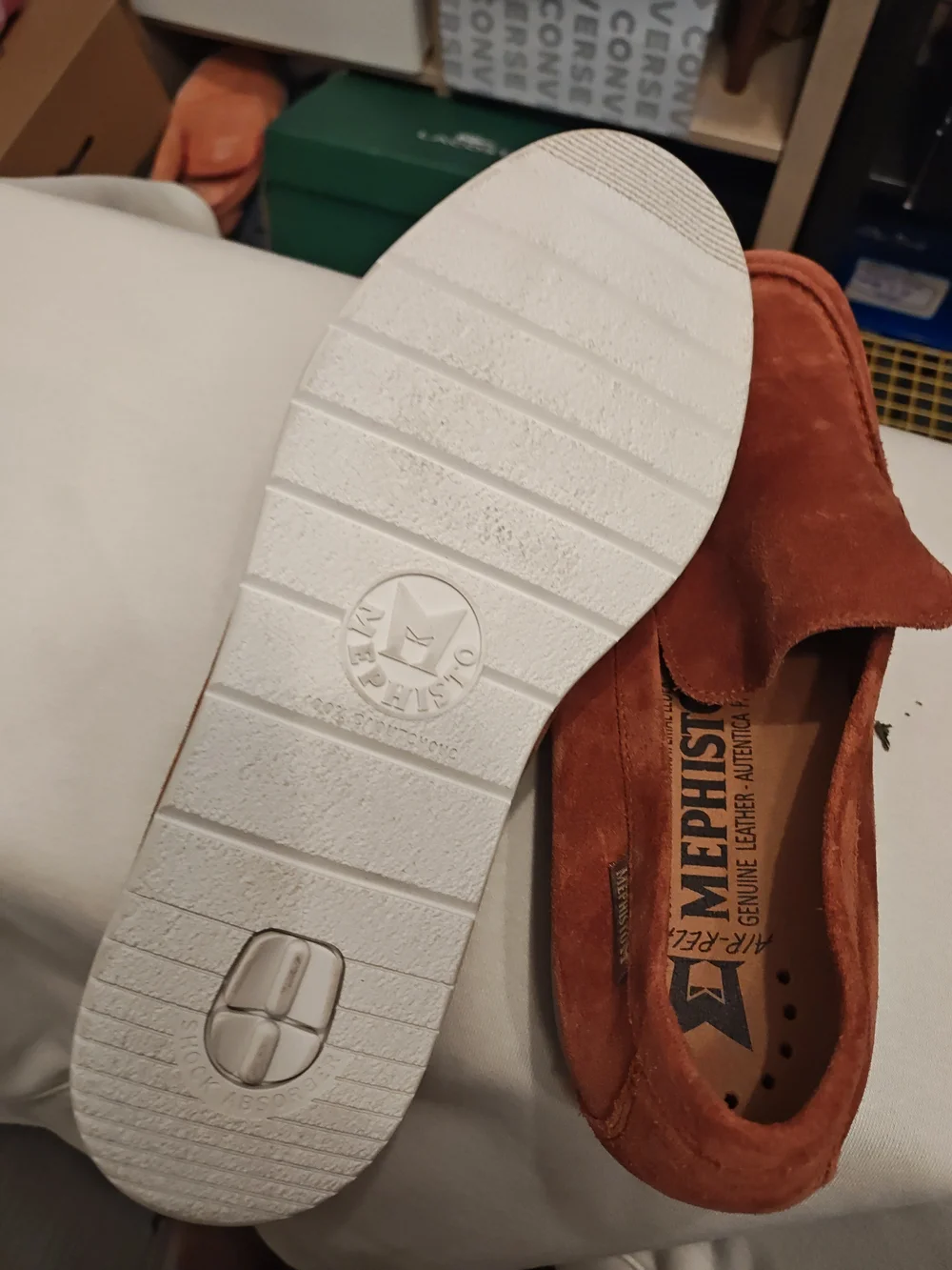 Mephisto Men's Suede Slip-On Loafers in Rust Orange 8